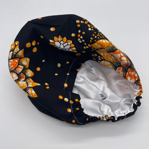 Niceroy surgical SCRUB HAT CAP, Black Yellow Orange Europe Euro style nursing caps, healthcare hats protective hair covers, nurse gift.