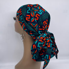 Load image into Gallery viewer, Ponytail hat PONY SCRUB CAP, black teal green orange surgical scrub hat nursing caps and satin lining option for locs, braid, long hair