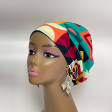 Load image into Gallery viewer, Niceroy Satin Lined Satin Lined Surgical SCRUB CAP Geometric Ankara Europe style nursing caps African print fabric and .