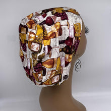 Load image into Gallery viewer, Niceroy Satin Lined Surgical SCRUB CAP wine glass and bottles Europe style nursing caps and