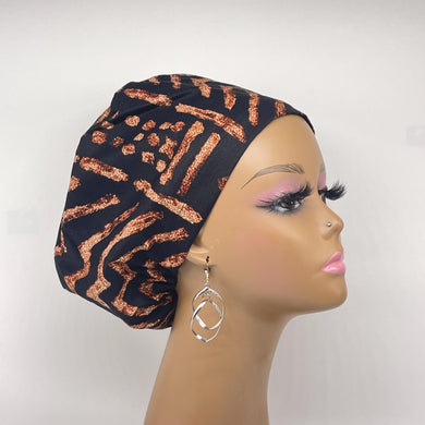 African Print Scrub Cap – Satin Lined Adjustable Cotton Nursing Hat