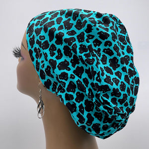Niceroy Surgical SCRUB CAP Blue black Ankara Europe style nursing caps cotton African print fabric and satin lining option.