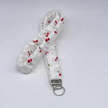 Load image into Gallery viewer, Handmade Cotton Scrunchie Lanyard Keychain and Keychain : Floral Teacher ID Badge Holder