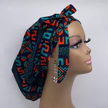 Load image into Gallery viewer, Ponytail hat PONY SCRUB CAP, black teal green orange surgical scrub hat nursing caps and satin lining option for locs, braid, long hair