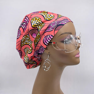 Niceroy SCRUB HAT CAP, peach purple Europe Euro style nursing caps, healthcare hats protective hair covers, nurse gift.
