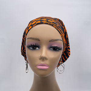 Niceroy surgical SCRUB HAT CAP, Orange Black Fall Europe Euro style nursing caps, healthcare hats protective hair covers, nurse gift.