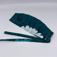 Load image into Gallery viewer, Teal Floral Print Scrub Cap: Unisex Tie-Back Surgical Hat, Satin Lining