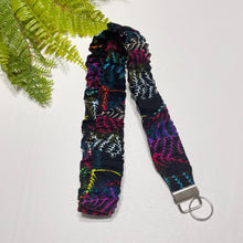 Load image into Gallery viewer, Handmade Cotton Scrunchie Lanyard Keychain Set: Floral Abstract Checkered Prints