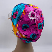 Load image into Gallery viewer, Niceroy SCRUB HAT CAP, pink blue Multicolor Floral Euro style nursing caps, healthcare hats protective hair covers, nurse gift