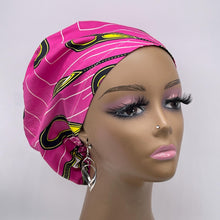 Load image into Gallery viewer, Niceroy Satin Lined Surgical SCRUB CAP  pink Yellow Ankara Europe style nursing caps cotton African print fabric and .