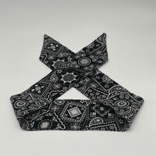 Load image into Gallery viewer, Niceroy Retro Multipurpose head neck scarf, black and white cotton scarf, vintage style scarf