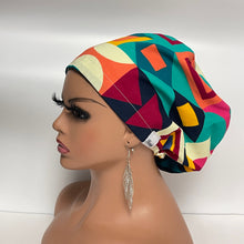 Load image into Gallery viewer, Niceroy Satin Lined Surgical SCRUB CAP Geometric Ankara Europe style nursing caps African print fabric and .