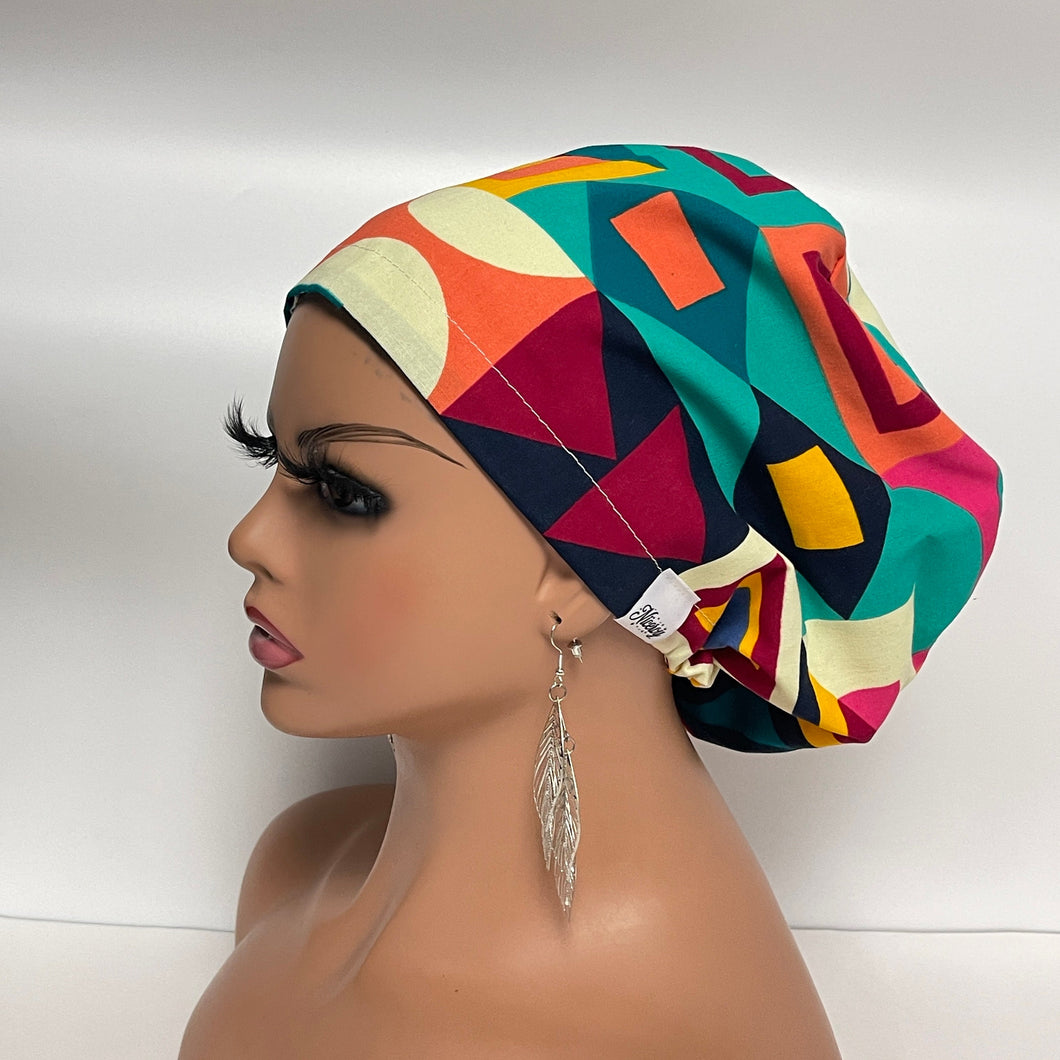 Niceroy Satin Lined Surgical SCRUB CAP Geometric Ankara Europe style nursing caps African print fabric and .