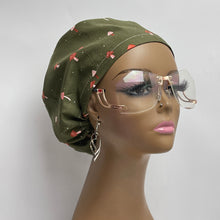 Load image into Gallery viewer, Niceroy Surgical SCRUB CAP Green beige Mushroom Europe style nursing caps cotton fabric and satin lining option.