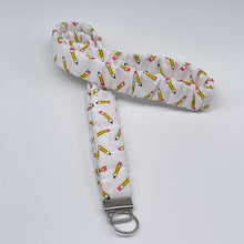 Load image into Gallery viewer, Handmade Cotton Scrunchie Lanyard Keychain and Keychain : Floral Teacher ID Badge Holder