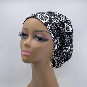 Niceroy Satin LinedSurgical SCRUB CAP black and white Christian Religious Europe style nursing caps cotton fabric and .