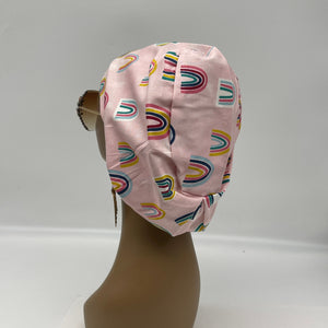 Niceroy Satin LinedAdjustable surgical OR SCRUB CAP, pink rainbow Europe style Summer nursing caps  and .