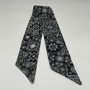 Niceroy Retro Multipurpose head neck scarf, black and white cotton scarf, vintage style scarf