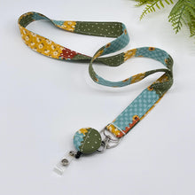 Load image into Gallery viewer, Handmade Patchwork Fabric Lanyard with Retractable Badge Reel