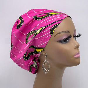 Niceroy Satin Lined Surgical SCRUB CAP  pink Yellow Ankara Europe style nursing caps cotton African print fabric and .