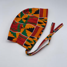 Load image into Gallery viewer, African Print Scrub Cap: Unisex Tie Back Hat with Satin Lining