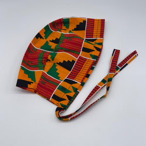 African Print Scrub Cap: Unisex Tie Back Hat with Satin Lining