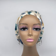 Load image into Gallery viewer, Niceroy Satin Lined surgical SCRUB HAT CAP, Europe style nursing caps made with cream feathers Cotton fabric and  bonnet chemo hat