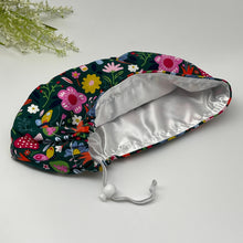 Load image into Gallery viewer, Niceroy Satin LinedSurgical SCRUB HAT CAP,  Europe style mushroom daisy flowers cotton print fabric Euro hat multicolored floral .
