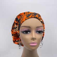 Load image into Gallery viewer, Niceroy surgical SCRUB HAT CAP, Orange Black Fall Europe Euro style nursing caps, healthcare hats protective hair covers, nurse gift.