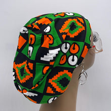 Load image into Gallery viewer, Niceroy Satin Lined SCRUB HAT CAP, Green Orange Black White Europe Euro style nursing caps, healthcare hats protective hair covers, nurse gift.