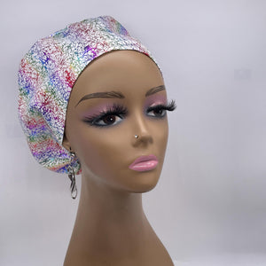 Niceroy Surgical SCRUB CAP metallic rainbow colorful Europe style nursing caps fabric and satin lining option.