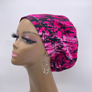 Niceroy Satin Lined Surgical SCRUB CAP hot pink magenta black Ankara Europe style nursing caps cotton African print fabric and .