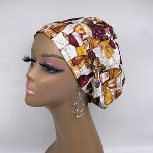 Niceroy Satin Lined Surgical SCRUB CAP wine glass and bottles Europe style nursing caps and