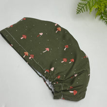 Load image into Gallery viewer, Niceroy Surgical SCRUB CAP Green beige Mushroom Europe style nursing caps cotton fabric and satin lining option.