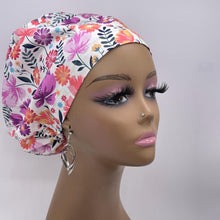 Load image into Gallery viewer, Niceroy Satin Lined Surgical SCRUB CAP purple pink floral Europe style nursing caps fabric and .