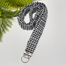 Load image into Gallery viewer, Gingham Scrunchie Lanyard - Cotton Keychain Holder &amp; Badge Strap