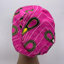 Load image into Gallery viewer, Niceroy Satin Lined Surgical SCRUB CAP  pink Yellow Ankara Europe style nursing caps cotton African print fabric and .