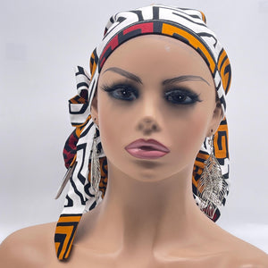 2XL JUMBO PONY Scrub Cap, brown cream white surgical nursing hat and satin lining option for Extra long/thick Hair/Locs