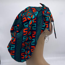 Load image into Gallery viewer, Ponytail hat PONY SCRUB CAP, black teal green orange surgical scrub hat nursing caps and satin lining option for locs, braid, long hair