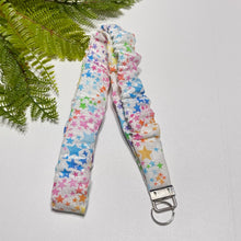 Load image into Gallery viewer, Handmade Cotton Scrunchie Lanyard Keychain Set: Floral Abstract Checkered Prints
