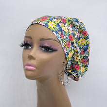Load image into Gallery viewer, Niceroy Satin Lined Surgical SCRUB CAP multicolored floral Europe style nursing caps African print fabric and