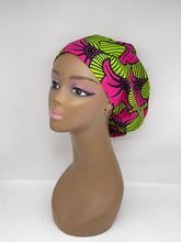 Load image into Gallery viewer, Niceroy Satin Lined surgical SCRUB HAT CAP,  Ankara Europe style nursing caps black green pink African print fabric and .