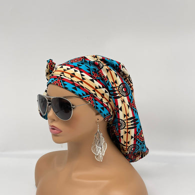 Ponytail PONY SCRUB CAP, cotton fabric surgical scrub hat pony nursing caps and satin lining option for locs /Long Hair