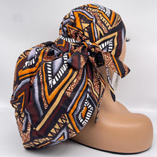 Load image into Gallery viewer, Jumbo Pony Scrub Cap - Brown Cotton Surgical Nursing Hat with Satin Lining