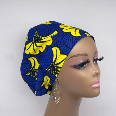 Niceroy SCRUB HAT CAP, Royal blue and yellow sorority Europe Euro style nursing caps, healthcare hats protective hair covers, nurse gift.