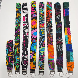Handmade Cotton Scrunchie Lanyard Keychain Set: Floral Teacher ID Badge Holder