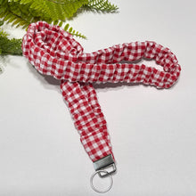 Load image into Gallery viewer, Gingham Scrunchie Lanyard - Cotton Keychain Holder &amp; Badge Strap