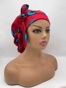 Ponytail Ankara PONY SCRUB CAP, cotton fabric surgical scrub hat pony nursing caps and satin lining option for locs, braid, long hair