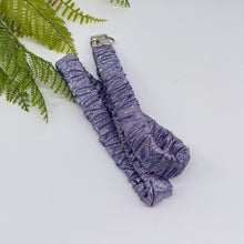 Load image into Gallery viewer, Scrunchie Lanyard Keychain – Handmade Metallic &amp; Iridescent Fabric Set