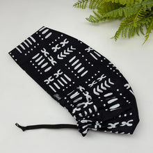 Load image into Gallery viewer, Niceroy Satin Lined surgical SCRUB HAT CAP,  Ankara Europe style black and white African print fabric and .